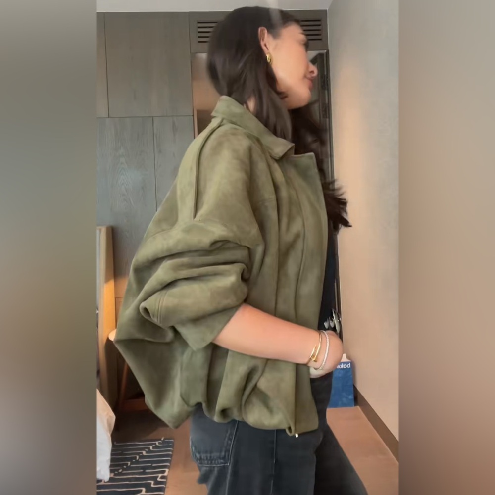 🦋 ZARA VIRAL 🦋 BLOGGERS FAVORITE 🦋 NWT ZARA FAUX SUEDE BOMBER JACKET - Picture 13 of 16